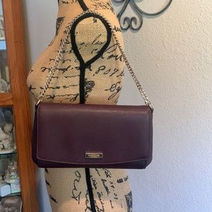 Kate, spade burgundy chain flap Saffiano shoulder bag.